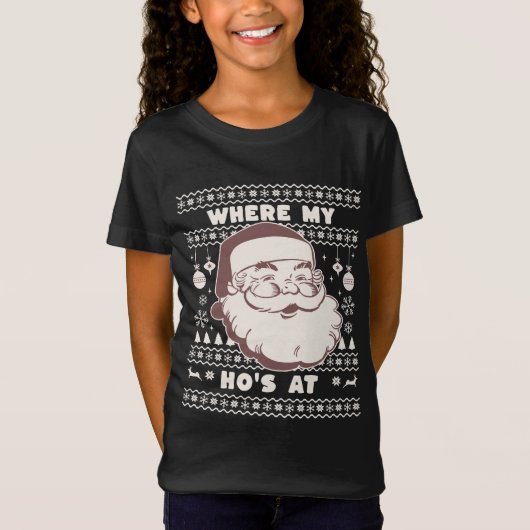 Grappig Schattige Kerstman Sinterklaas Ho Ho's Des T-shirt (Voorkant)