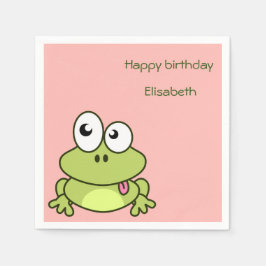 Grappig schattige kikker-cartoon-verjaardag servetten