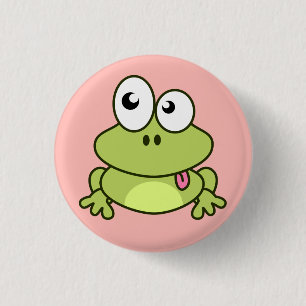 Grappig schattige kikkervis cartoon ronde button 3,2 cm