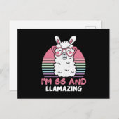 Grappig Schattige Lama 66e Verjaardag Cadeau Voor Briefkaart (Voorkant / Achterkant)