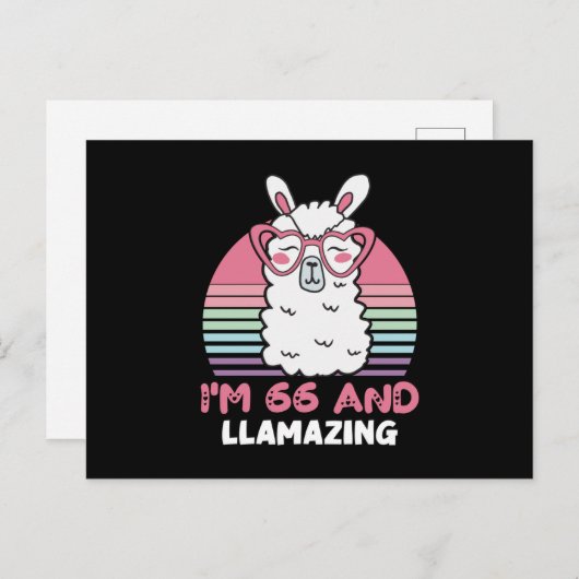 Grappig Schattige Lama 66e Verjaardag Cadeau Voor Briefkaart (Voorkant / Achterkant)