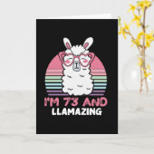Grappig Schattige Lama 73e Verjaardag Cadeau Voor  Kaart (Gele Bloem)