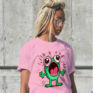 Grappig Schattige Modern Screaming Frog Gift Vrouw T-shirt
