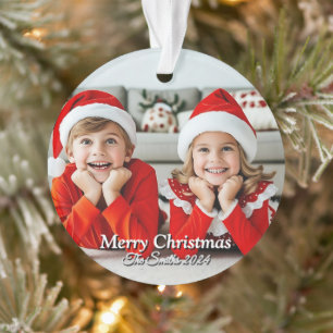 Grappig, Schattige, moderne familiefoto kerst Ornament