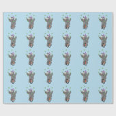 Grappig schattige neushoorns over eenwieler cadeaupapier (Vlak)