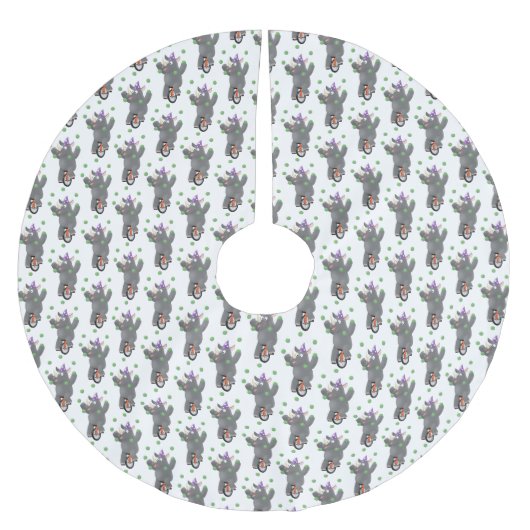 Grappig schattige neushoorns over eenwieler kerstboom rok (Voorkant)