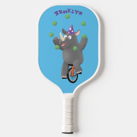Grappig schattige neushoorns over eenwieler pickleball paddle (Achterkant)