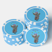Grappig schattige neushoorns over eenwieler poker chips (Opstapeling)
