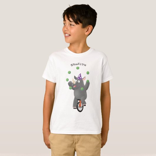 Grappig schattige neushoorns over eenwieler t-shirt (Voorkant volledig)