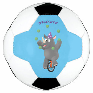 Grappig schattige neushoorns over eenwieler voetbal