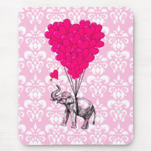 Grappig schattige olifant en roze vocht muismat