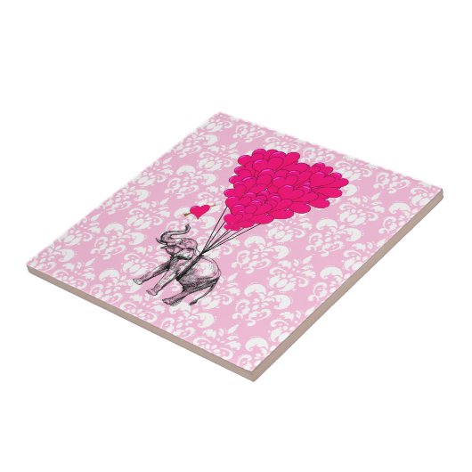 Grappig schattige olifant en roze vocht tegeltje (Zijkant)