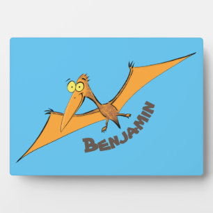 Grappig schattige oranje vliegende pterodactylcart fotoplaat