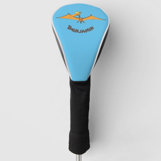 Grappig schattige oranje vliegende pterodactylcart golfheadcover (Voorkant)