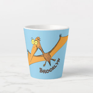 Grappig schattige oranje vliegende pterodactylcart latte mok