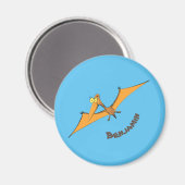 Grappig schattige oranje vliegende pterodactylcart magneet (Voorkant / Achterkant)