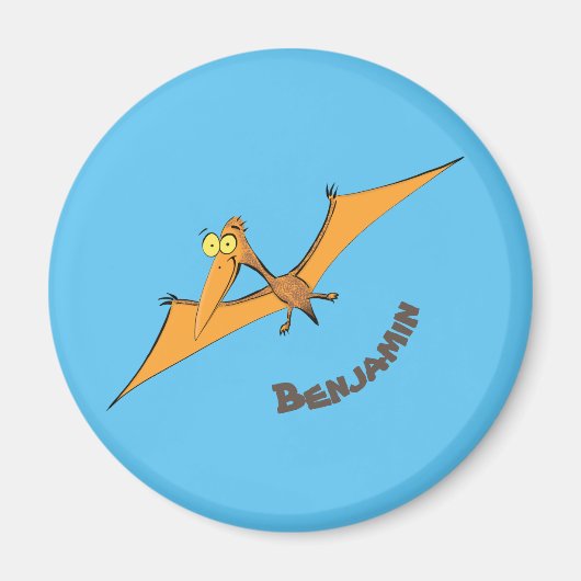 Grappig schattige oranje vliegende pterodactylcart magneet (Voorkant)