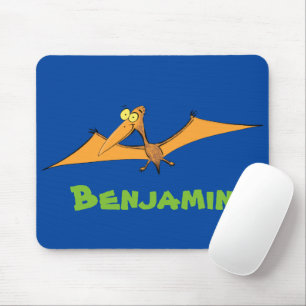 Grappig schattige oranje vliegende pterodactylcart muismat