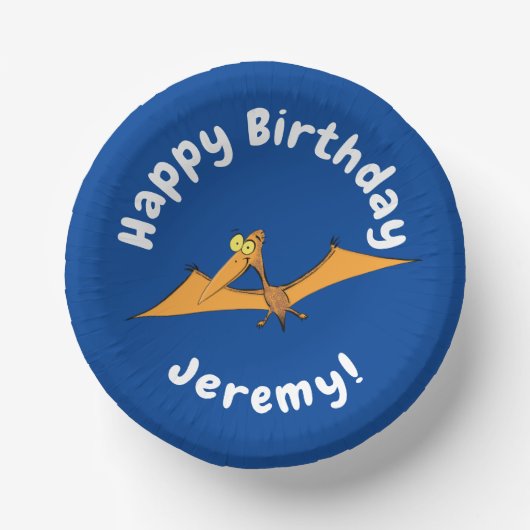 Grappig schattige oranje vliegende pterodactylcart papieren kommen (Voorkant)