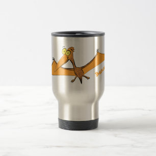 Grappig schattige oranje vliegende pterodactylcart reisbeker