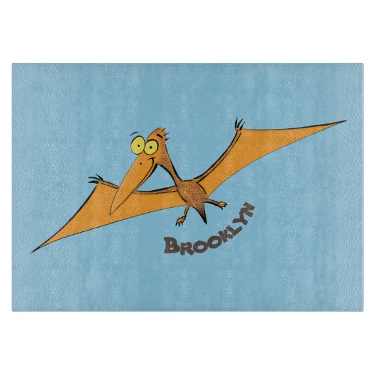 Grappig schattige oranje vliegende pterodactylcart snijplank (Voorkant)