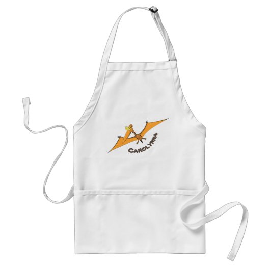 Grappig schattige oranje vliegende pterodactylcart standaard schort (Voorkant)