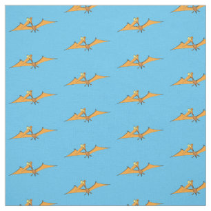 Grappig schattige oranje vliegende pterodactylcart stof