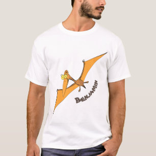 Grappig schattige oranje vliegende pterodactylcart t-shirt