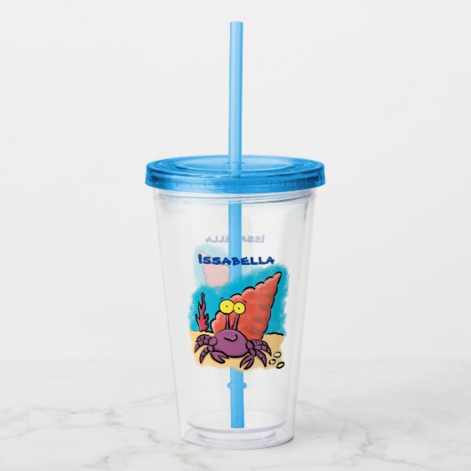 Grappig schattige paarse cartoon-heremietkrab acryl drinkbeker (Voorkant)
