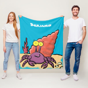 Grappig schattige paarse cartoon-heremietkrab fleece deken