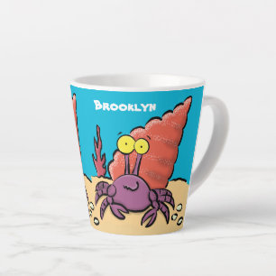 Grappig schattige paarse cartoon-heremietkrab latte mok