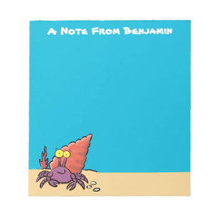 Grappig schattige paarse cartoon-heremietkrab notitieblok