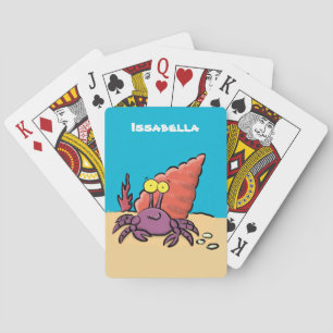 Grappig schattige paarse cartoon-heremietkrab pokerkaarten