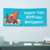 Grappig schattige paarse cartoon-heremietkrab spandoek (Beurs)