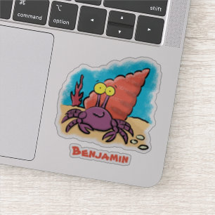 Grappig schattige paarse cartoon-heremietkrab sticker