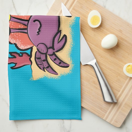 Grappig schattige paarse cartoon-heremietkrab theedoek (Quarter Fold)