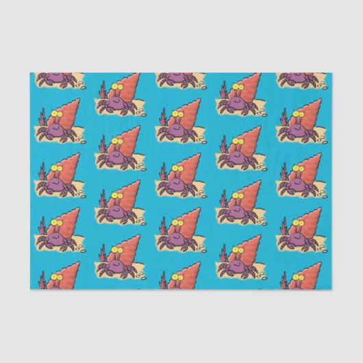 Grappig schattige paarse cartoon-heremietkrab tissuepapier (Voorkant)