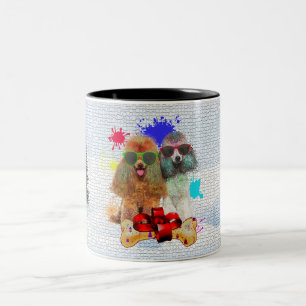 Grappig Schattige Poodle Dog Christmas Tweekleurige Koffiemok