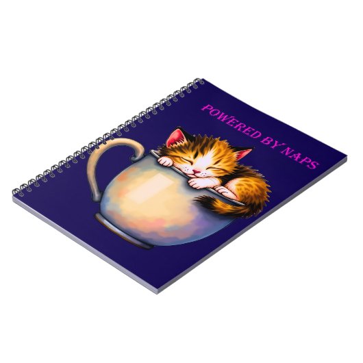 Grappig Schattige "Powered by Naps" Kitten Notitieboek (Linkerzijde)