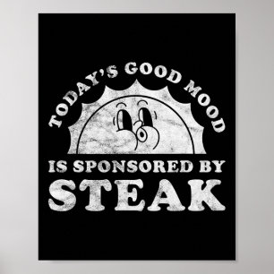 Grappig Schattige retro biefstuk of vleesbbq barb Poster