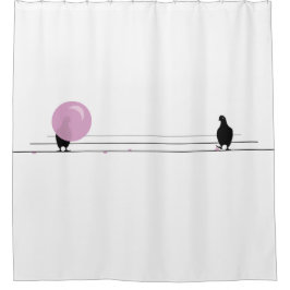 Grappig Schattige Roze Bubble Gum Vogels Op Een Dr Douchegordijn