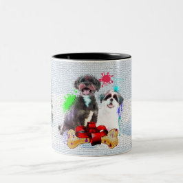 Grappig Schattige Shih Tzu Hondenkerst Tweekleurige Koffiemok