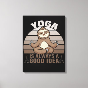 Grappig schattige sloep met yoga. canvas afdruk