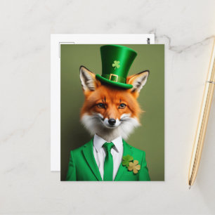 Grappig Schattige St. Patricks Day Fox Briefkaart