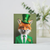 Grappig Schattige St. Patricks Day Fox Briefkaart (Staand voorkant)