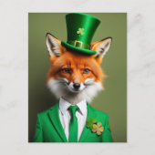 Grappig Schattige St. Patricks Day Fox Briefkaart (Voorkant)