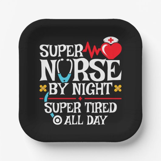 Grappig Schattige super vermoeide verpleegster dag Papieren Bordje (Voorkant)