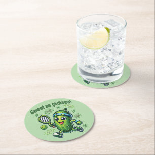 Grappig Schattige Sweet als Pickles Pickleball Ronde Kartonnen Onderzetter