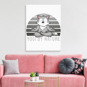 Grappig schattige wolf die yoga doet. canvas afdruk (Insitu (Woonkamer))