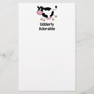 Grappig Schattigee Koe Pun Cartoon Design Briefpapier